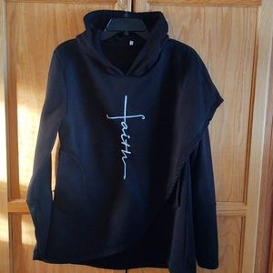 Hooded faith sweatshirt.